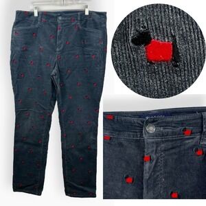 Talbots Corduroy Scottie Dog Pants Womens 14 Gray Simply Flattering 5 Pocket